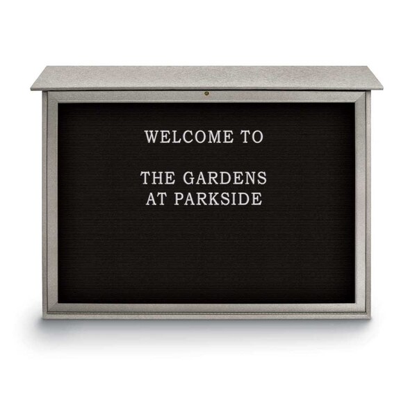 Indoor Enclosed Combo Board, 42"x32", Satin Frame/Burgundy & Cobalt